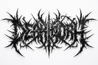 create spiky metal, illegible death metal, brutal  logo