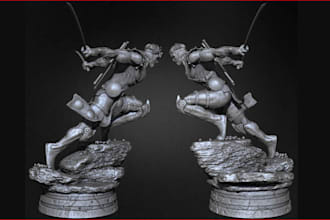do 3d character modelling, 3d sculpting, 3d printing stl file