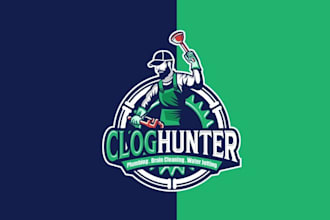 design existing clog hunter plumbing logo