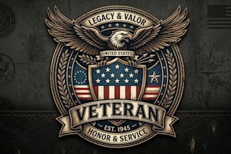 create an eagle and shield veteran logo design