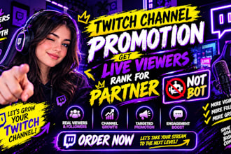 promote twitch and kick promotion for live viewers, subs and twitch affiliate