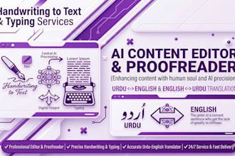 proofread,edit content,translate urdu and do typing job
