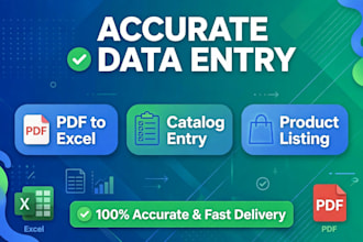 accurate data entry, pdf to excel, catalog and product listing