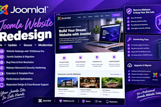 redesign joomla website using yootheme pro,bug fix,update and fix malware issues