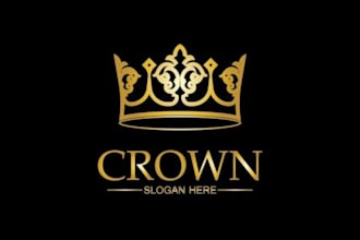design premium gym fitness crown luxury logo for your brand
