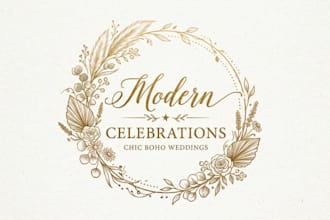 design a boho wedding logo for modern celebrations