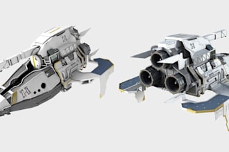 create custom 3d spaceship modelling for games, animation, and sci fi projects