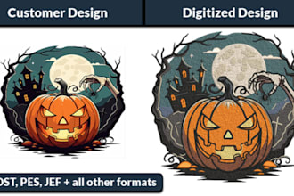 do embroidery digitizing in dst, pes in 1 hour