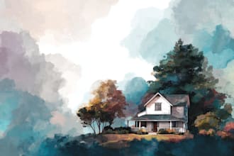 draw a watercolor house painting