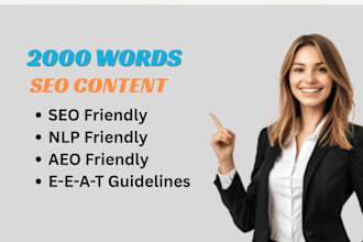 write 2000 words SEO friendly blog content and article