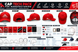 design custom hats and caps with tech pack and mockups