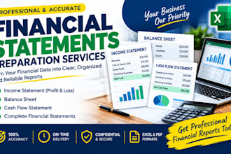 prepare financial statements, income statement, balance sheet and cash flow