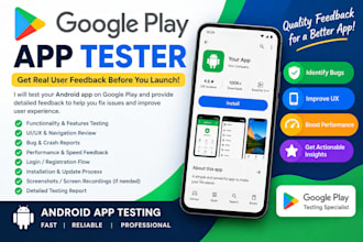 provide 12, 20 or 25 genuine google play tester, android app tester for your app