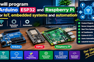 program arduino, esp32 and raspberry pi for iot ,embedded systems and automation