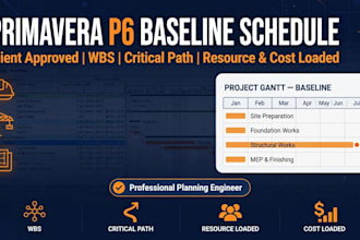 create primavera p6 baseline schedule with wbs  and critical
