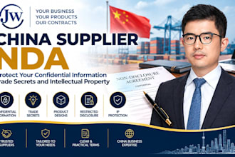 draft china supplier nda for confidentiality trade secrets designs ip protection
