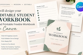 redesign editable student workbook for printable freebie workbook on canva