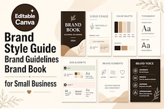 editable canva brand style guide brand guidelines brand book for small business