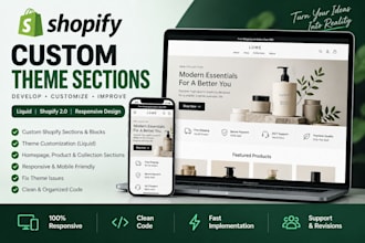 develop custom shopify theme sections using liquid