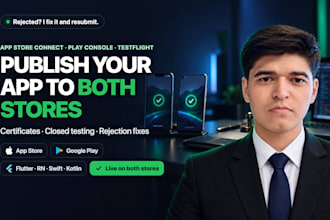 publish your app to the app store and google play and fix rejections