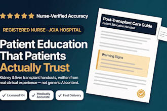write kidney and liver transplant patient education content