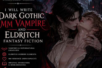write nsfw fanfiction, dark mm vampire romance, gay and eldritch monster fiction
