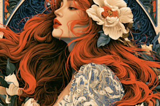 create illustrations in art nouveau style