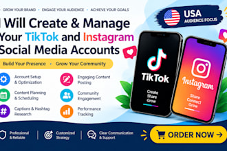 create and manage USA tiktok instagram USA, social media account