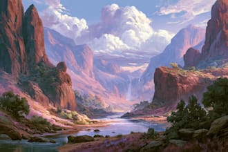 draw a fantasy landscape illustration