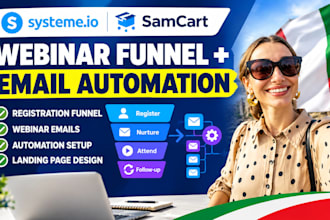 do systeme io samcart webinar script registeration funnel with email automation