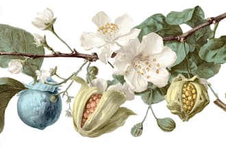 draw botanical illustration of flower illustration, plant illustration