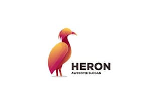 design a heron gradient mascot illustration logo