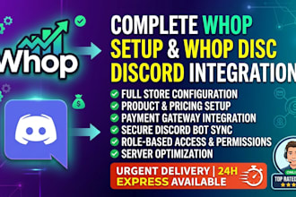 build and setup whop store and integrate whop with discord