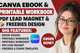 design canva ebook, printable workbook, kdp, pdf lead magnet design and freebies