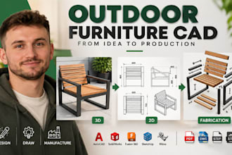 outdoor furniture cad, cnc manufacturing drawings, fabrication shop drawing plan