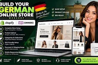build german online store webshop, upload product on german shopify woocommerce
