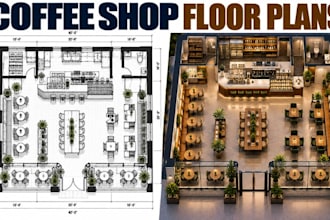 design coffee shop floor plans café interior 3d rendering