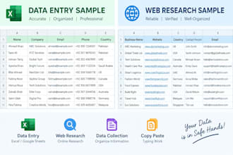 do accurate data entery and web research