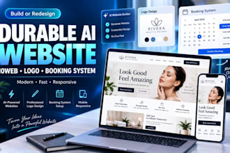 build durable ai website, ai website durable 10web with logo and booking system