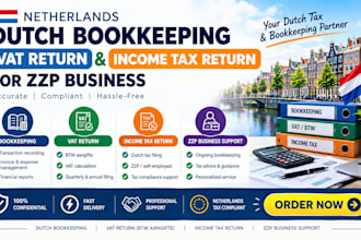 do dutch bookkeeping, vat return and income tax  return for zzp business