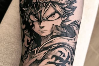 design custom anime tattoo or manga tattoo design