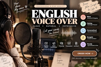 record professional voiceovers in english, hindi and telugu