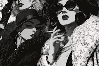 draw dark noir comic book cover illustration or novel art