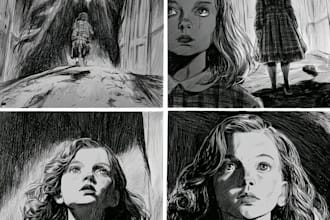 make noir horror and dark comic book illustrations