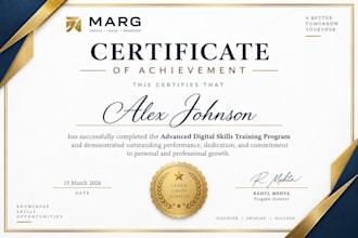 design a professional certificate for completing compitition or course