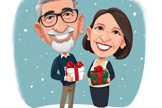 create a custom cartoon caricature holiday card