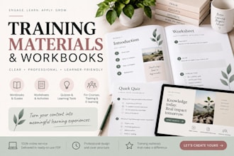create workbooks, worksheets and training materials