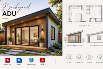 create backyard adu floor plans, elevations and residential cad drawings