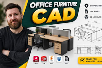 create office furniture cad, workstation shop drawings, manufacturing cnc plans