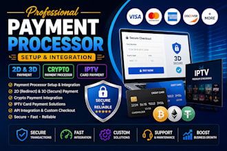 setup payment processor, 2d, 3d crypto payment processor, iptv card payment